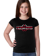Nebraska Huskers Girls Tee Shirt - Striped HUSKERS Football Laces