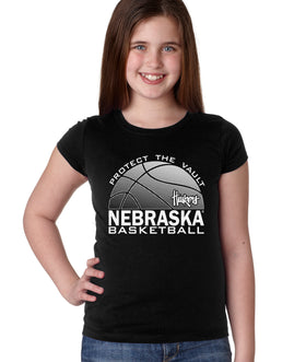 Nebraska Huskers Girls Tee Shirt - Nebraska Basketball Logo