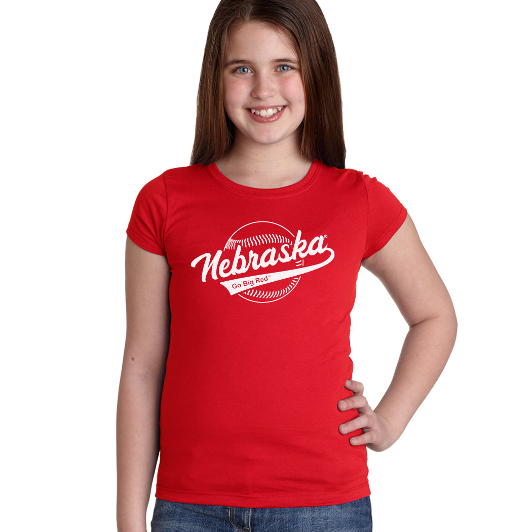 Nebraska Huskers Girls Tee Shirt - Script Nebraska Baseball