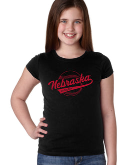 Nebraska Huskers Girls Tee Shirt - Script Nebraska Baseball