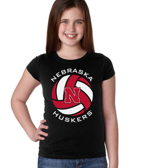 Nebraska Huskers Girls Tee Shirt - Huskers Volleyball Block N