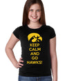 Iowa Girls Tee Shirt - Keep Calm and Go Hawks