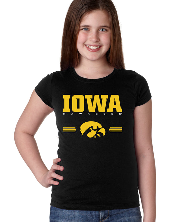 Iowa Hawkeyes Girls Tee Shirt - IOWA Hawkeyes Horizontal Stripe
