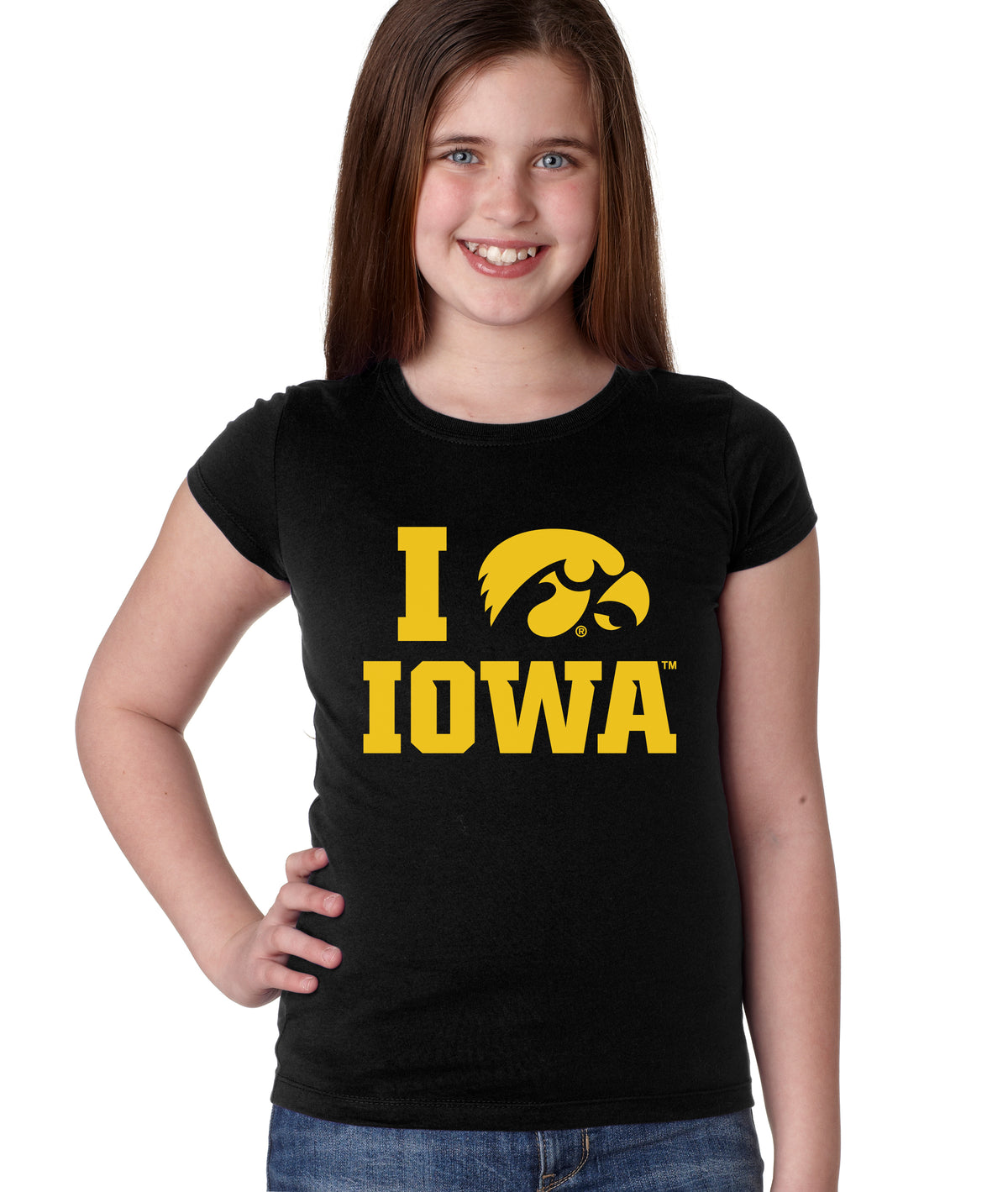 Iowa Hawkeyes Girls Tee Shirt - I Love IOWA