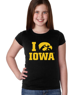 Iowa Hawkeyes Girls Tee Shirt - I Love IOWA