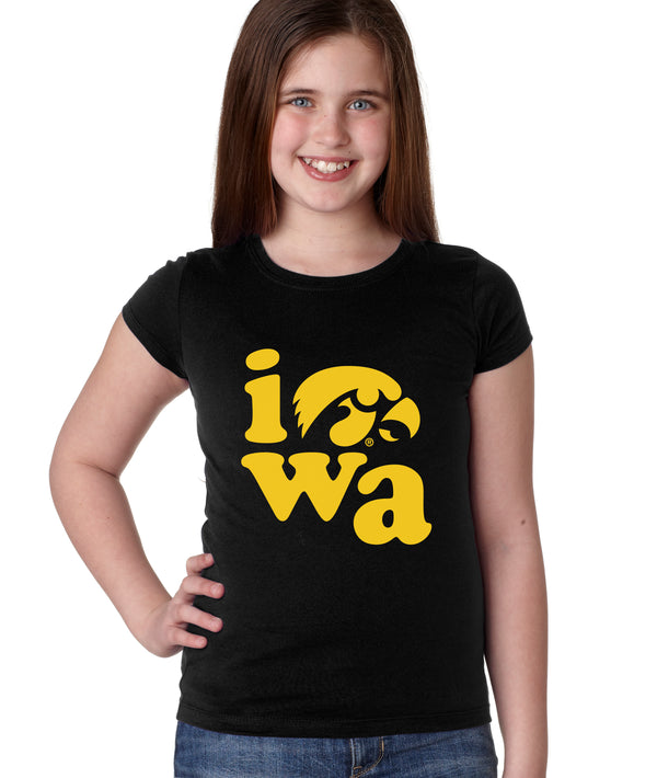 Iowa Hawkeyes Girls Tee Shirt - Iowa Stacked