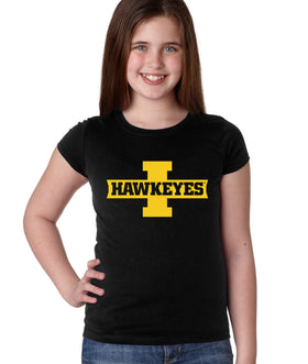 Iowa Hawkeyes Girls Tee Shirt - Block I with HAWKEYES