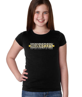 Iowa Hawkeyes Girls Tee Shirt - Hawkeyes Horizontal Stripe