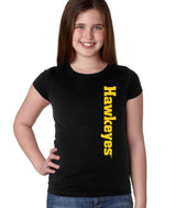 Iowa Hawkeyes Girls Tee Shirt - Vertical Offset Hawkeyes