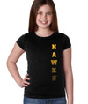 Iowa Hawkeyes Girls Tee Shirt - Vertical Hawks Fade