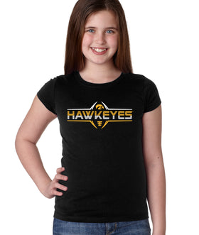 Iowa Hawkeyes Girls Tee Shirt - Striped HAWKEYES Football Laces