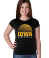 Iowa Hawkeyes Girls Tee Shirt - Iowa Basketball Oval Tigerhawk