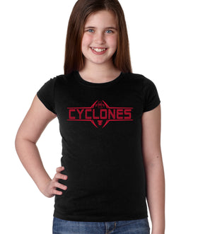 Iowa State Cyclones Girls Tee Shirt - Striped CYCLONES Football Laces
