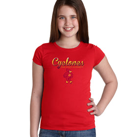 Iowa State Cyclones Girls Tee Shirt - Script Cyclones Full Color Fade with Cy