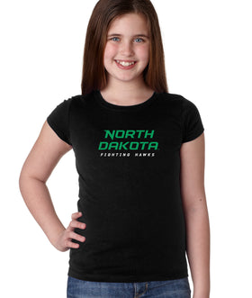 North Dakota Fighting Hawks Girls Tee Shirt - Official Stacked UND Word Mark