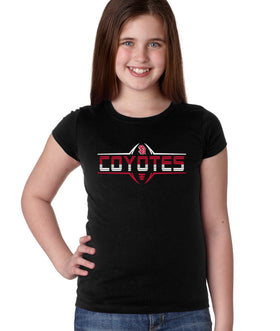 South Dakota Coyotes Girls Tee Shirt - Striped COYOTES Football Laces