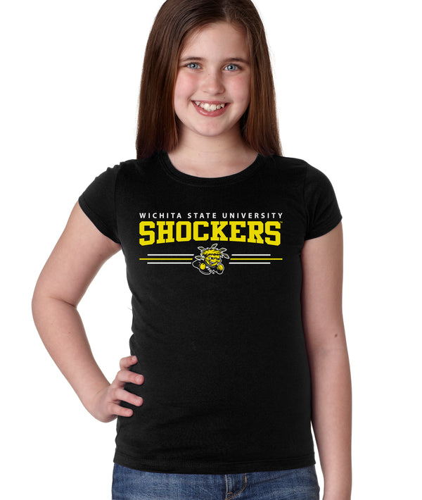 Wichita State Shockers Girls Tee Shirt - Wichita State Shockers 3 Stripe