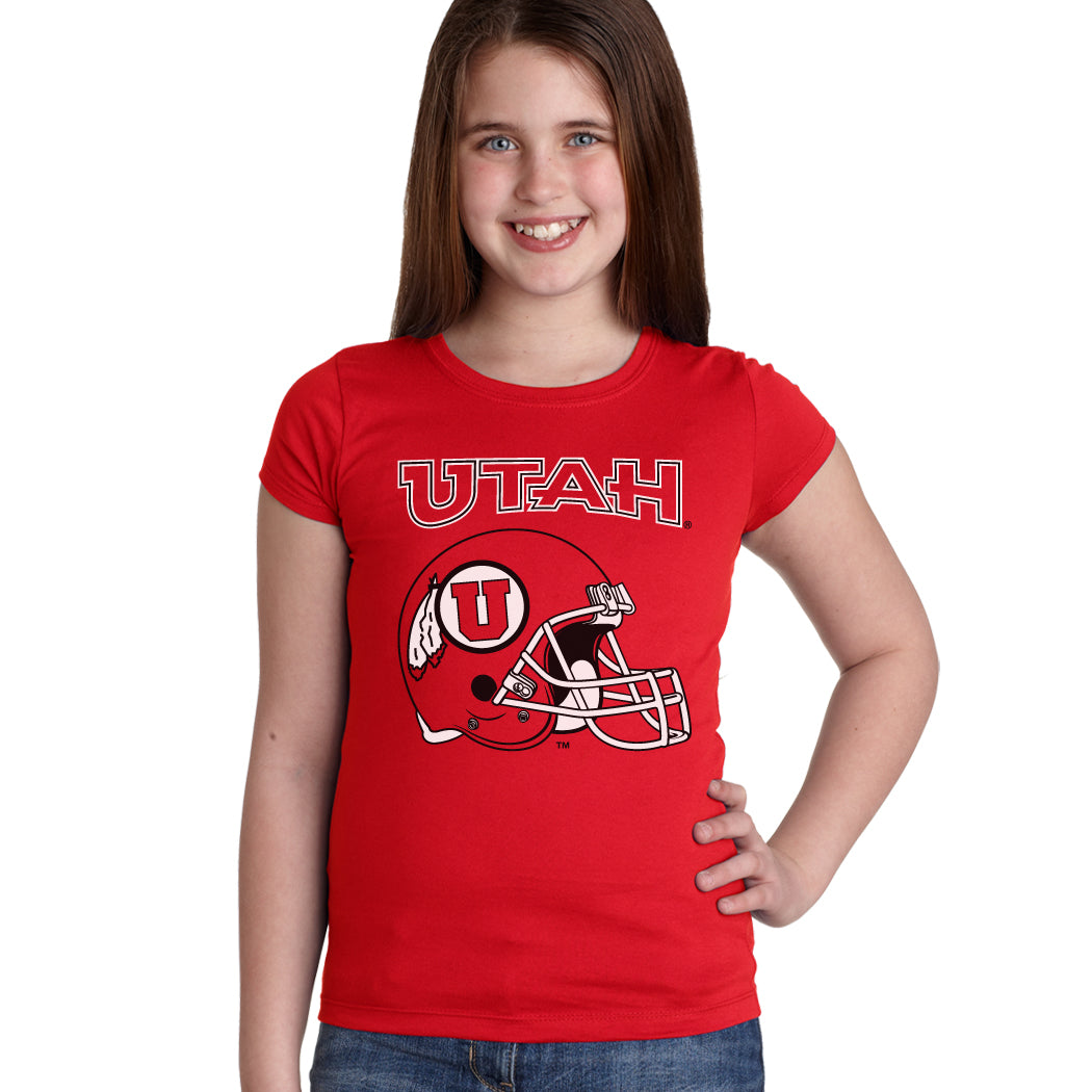 Utah Utes Girls Tee Shirt - Utah Utes Football Helmet