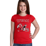 Utah Utes Girls Tee Shirt - Utah Utes Football Helmet