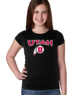 Utah Utes Girls Tee Shirt - Circle & Feather Logo