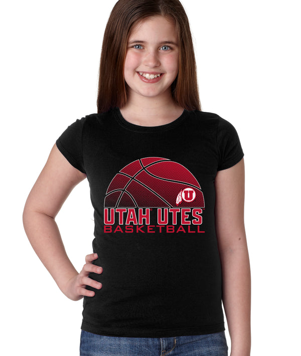 Utah Utes Girls Tee Shirt - Utah Utes Basketball with Logo