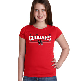 Houston Cougars Girls Tee Shirt - Cougars 3-Stripe UH Logo