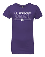 K-State Wildcats Girls Tee Shirt - Wildcats with 3-Stripe Powercat
