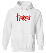 Women's Nebraska Huskers Hooded Sweatshirt - Red Glitter Script Huskers