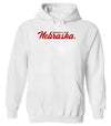 Women's Nebraska Huskers Hooded Sweatshirt - Red Glitter Sparkle Script Nebraska
