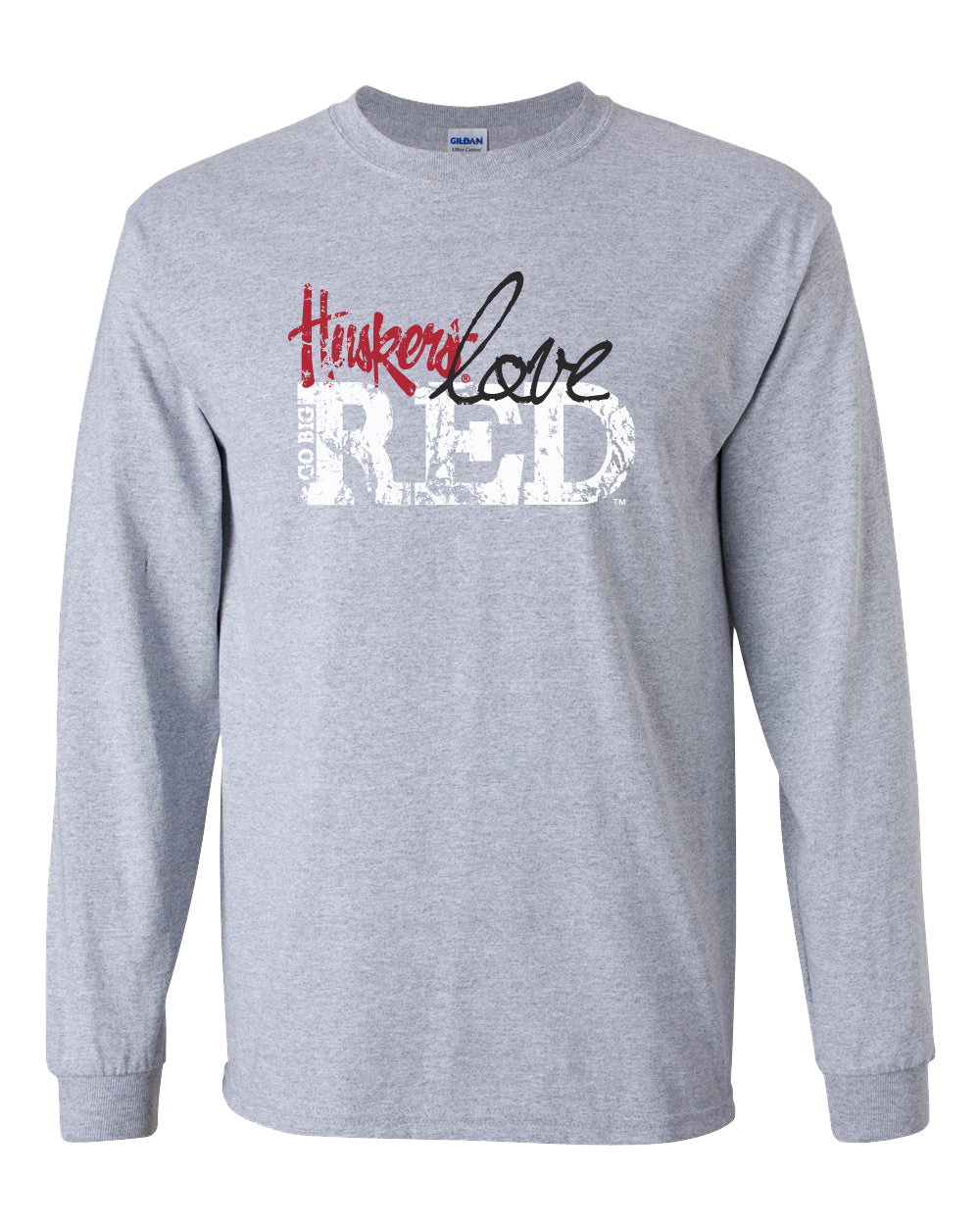 Nebraska Cornhuskers "Go Big Huskers Love Red" Long Sleeve Tee Shirt