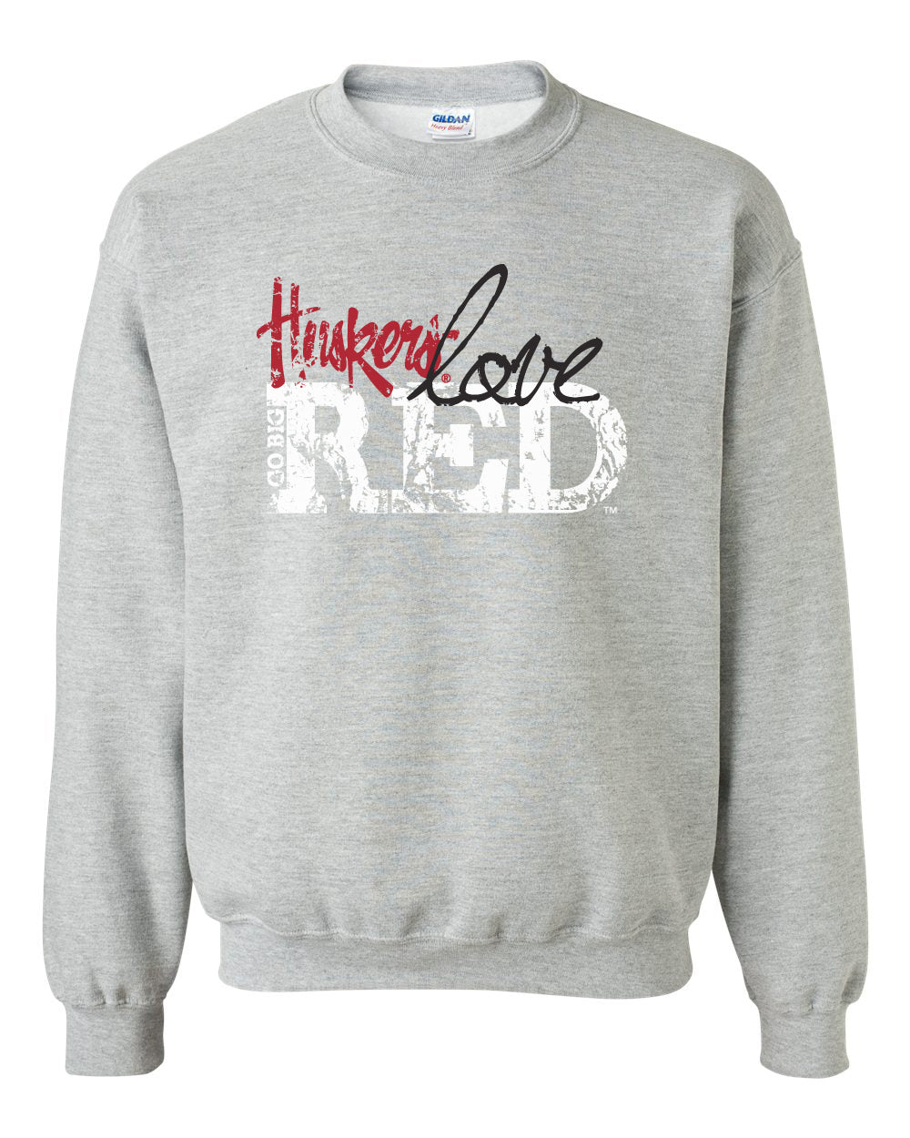 Nebraska Cornhuskers "Go Big Huskers Love Red" Crewneck Sweatshirt