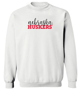 Women's Nebraska Huskers Crewneck Sweatshirt - Script nebraska Block HUSKERS