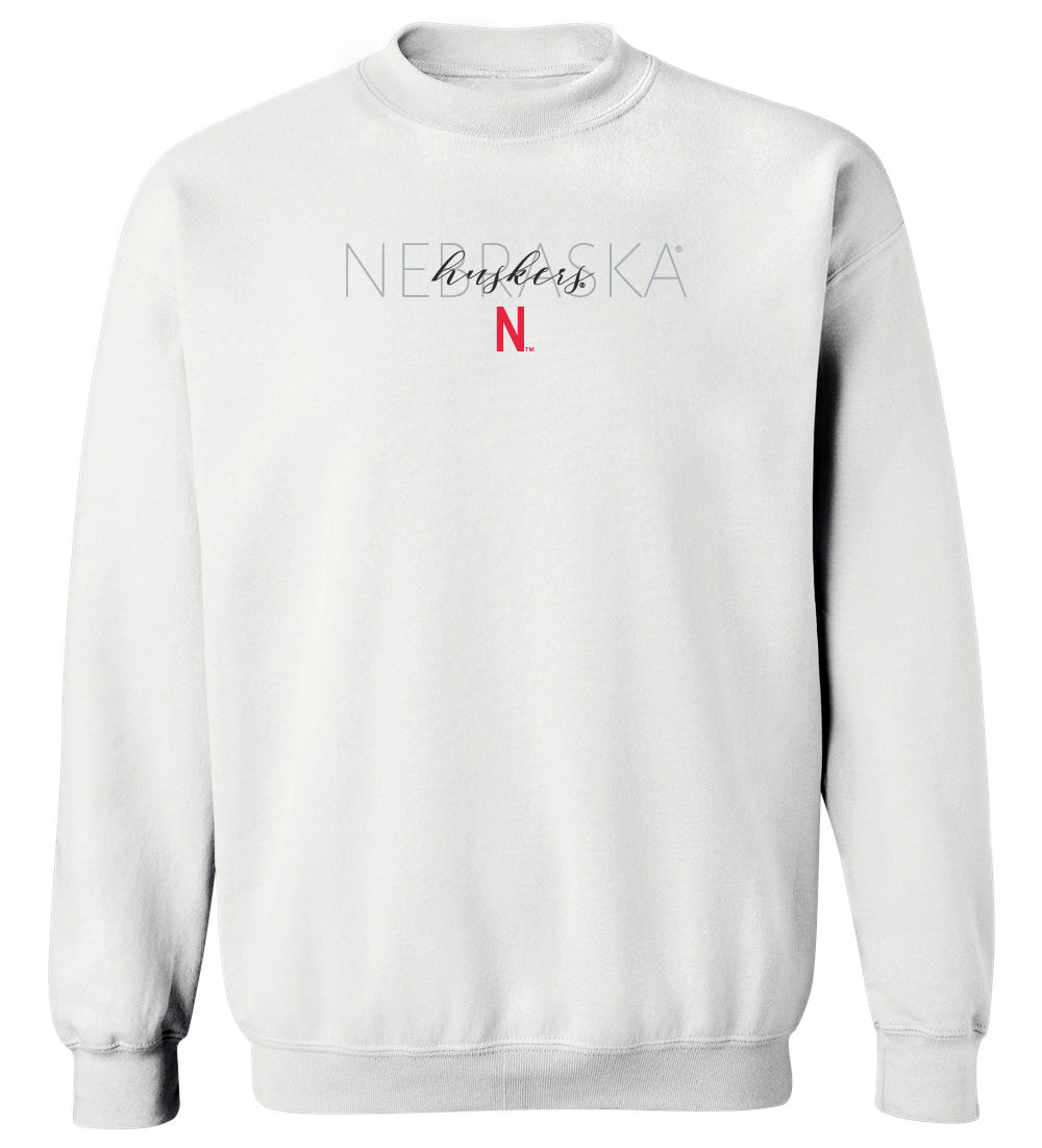 Women's Nebraska Huskers Crewneck Sweatshirt - Nebraska Huskers with Helmet N