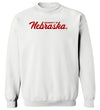 Women's Nebraska Huskers Crewneck Sweatshirt - Red Glitter Sparkle Script Nebraska