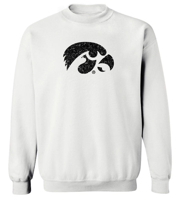 Women's Iowa Hawkeyes Crewneck Sweatshirt - Tigerhawk Logo in Black Glitter