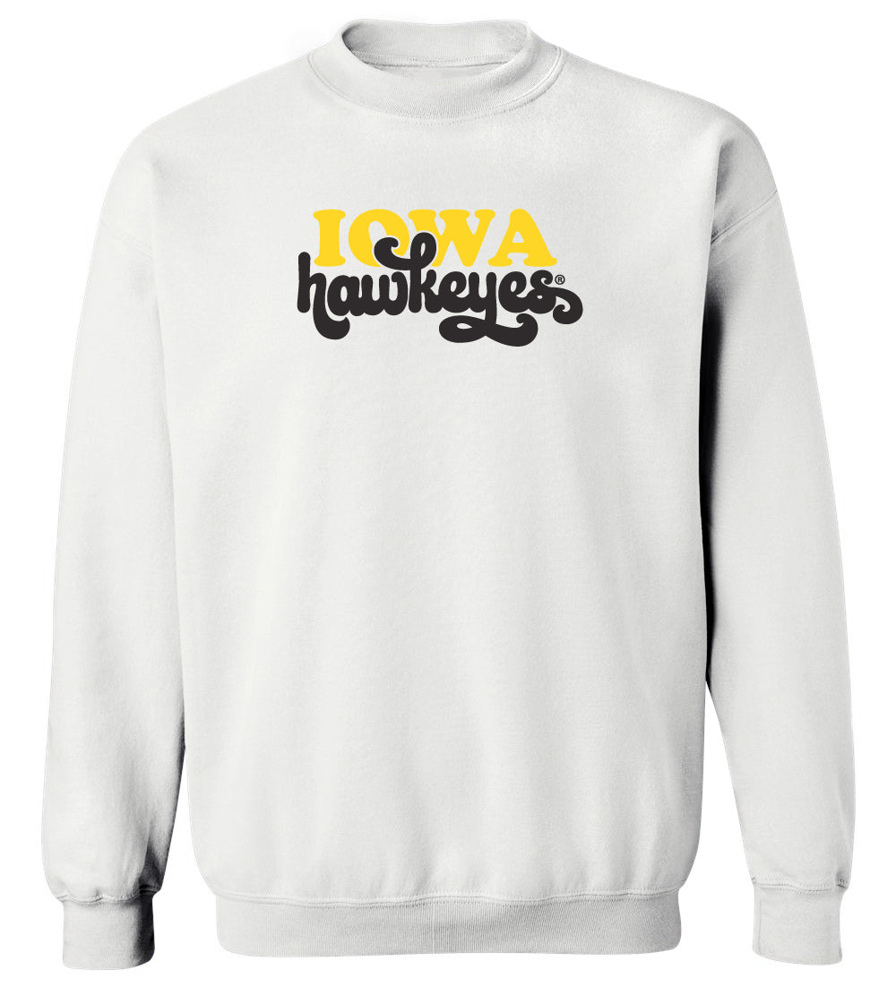 Women's Iowa Hawkeyes Crewneck Sweatshirt - Retro Iowa Script Hawkeyes