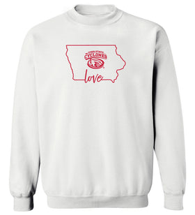 Women's Iowa State Cyclones Crewneck Sweatshirt - Cyclones Love State Outline