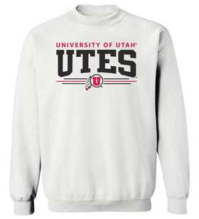 Women's Utah Utes Crewneck Sweatshirt - Arch UTES 3 Stripe Logo