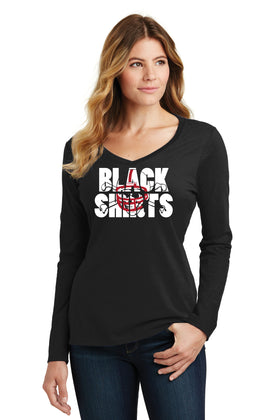 Women's Nebraska Huskers Long Sleeve V-Neck Tee Shirt - Nebraska Football Blackshirts