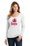 Women's Nebraska Huskers Long Sleeve V-Neck Tee Shirt - Nebraska Volleyball Legacy Script Huskers