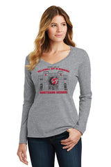 Women's Nebraska Huskers Long Sleeve V-Neck Tee Shirt - Volleyball Day in Nebraska