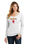Women's Iowa State Cyclones Long Sleeve V-Neck Tee Shirt - Script Cyclones Full Color Fade with Cy