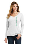 Women's North Dakota Fighting Hawks Long Sleeve V-Neck Tee Shirt - Vertical University of North Dakota