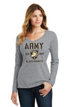 Women's Army Black Knights Long Sleeve V-Neck Tee Shirt - Army West Point Established 1802