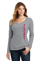 Women's Miami University RedHawks Long Sleeve V-Neck Tee Shirt - Vert Miami University Redhawks