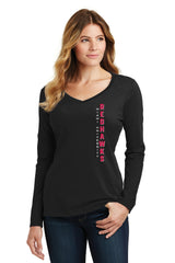 Women's Miami University RedHawks Long Sleeve V-Neck Tee Shirt - Vert Miami University Redhawks