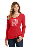Women's Utah Utes Long Sleeve V-Neck Tee Shirt - Utah Utes Football Image