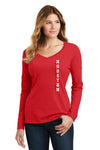 Women's Houston Cougars Long Sleeve V-Neck Tee Shirt - Vertical University of Houston