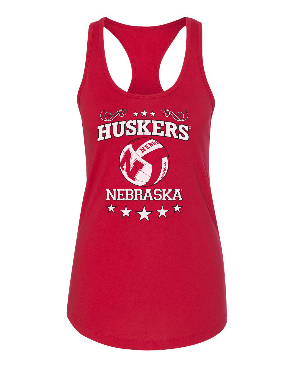 Women's Nebraska Cornhuskers Volleyball Stars Racerback Tank Top