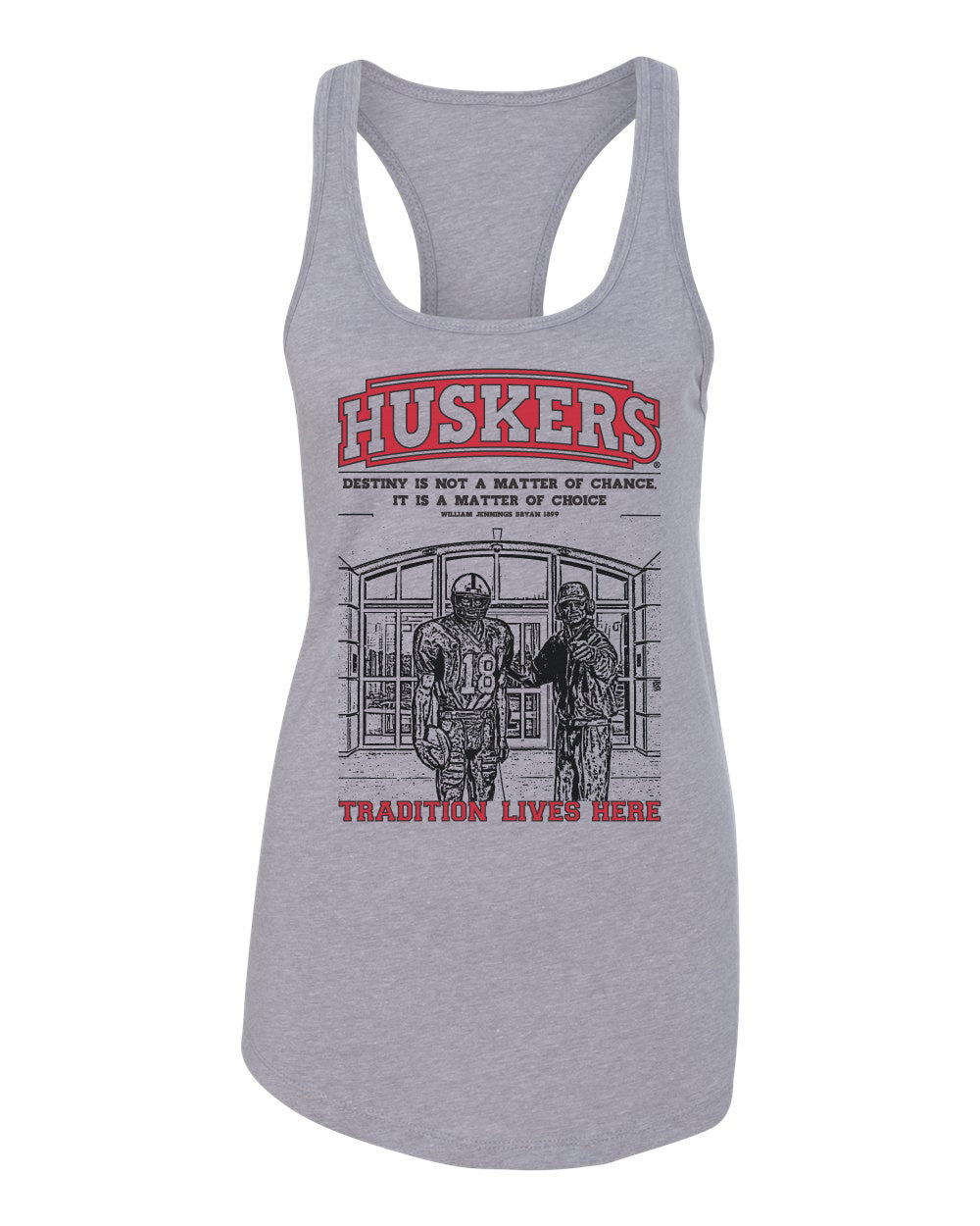 Women's Nebraska Cornhuskers Football Tradition Lives Here "Berringer & Osborne" Racerback Tank Top